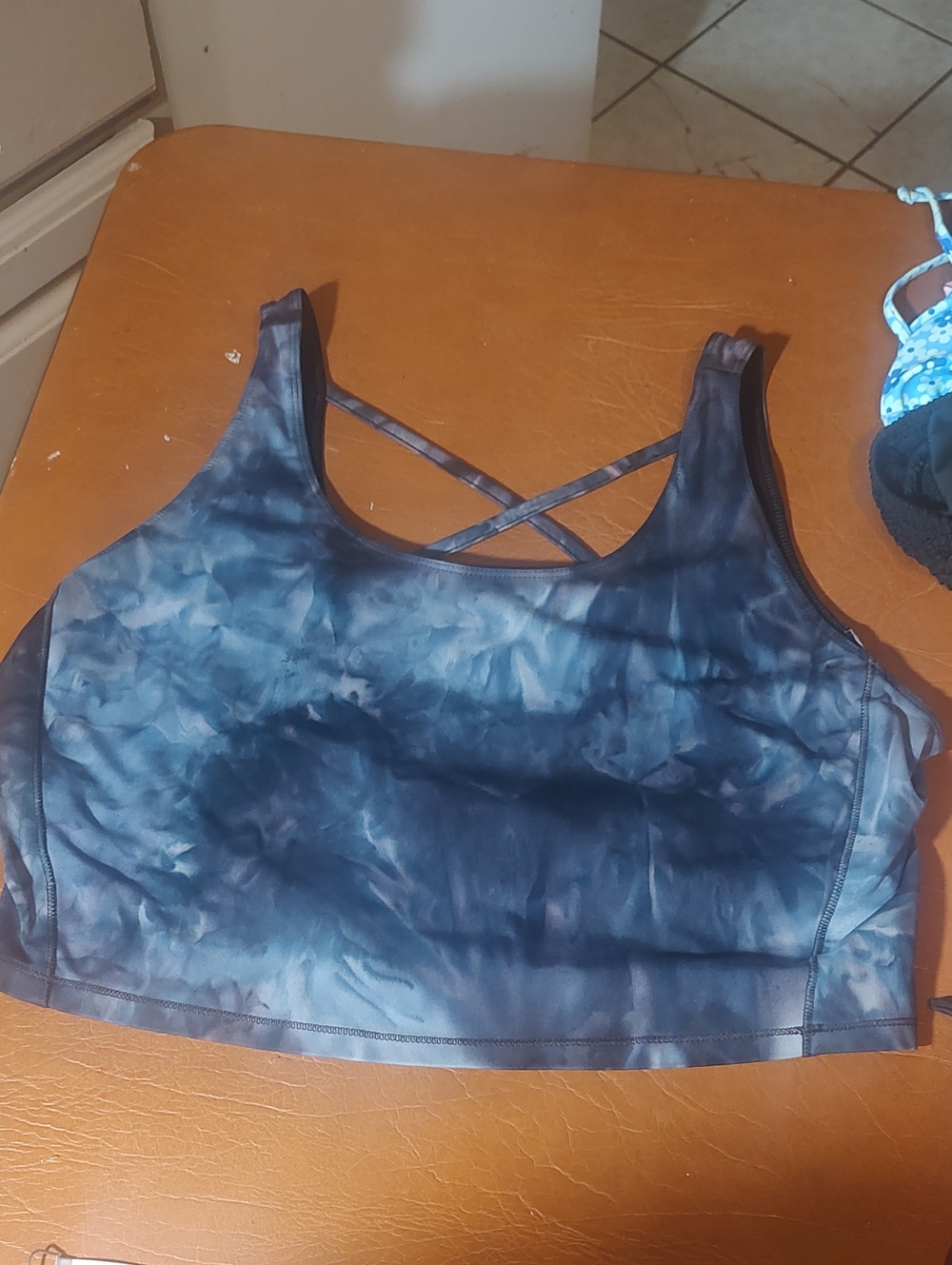 Zelos Back Tie-Dye Sports Bra - Blue XL LN